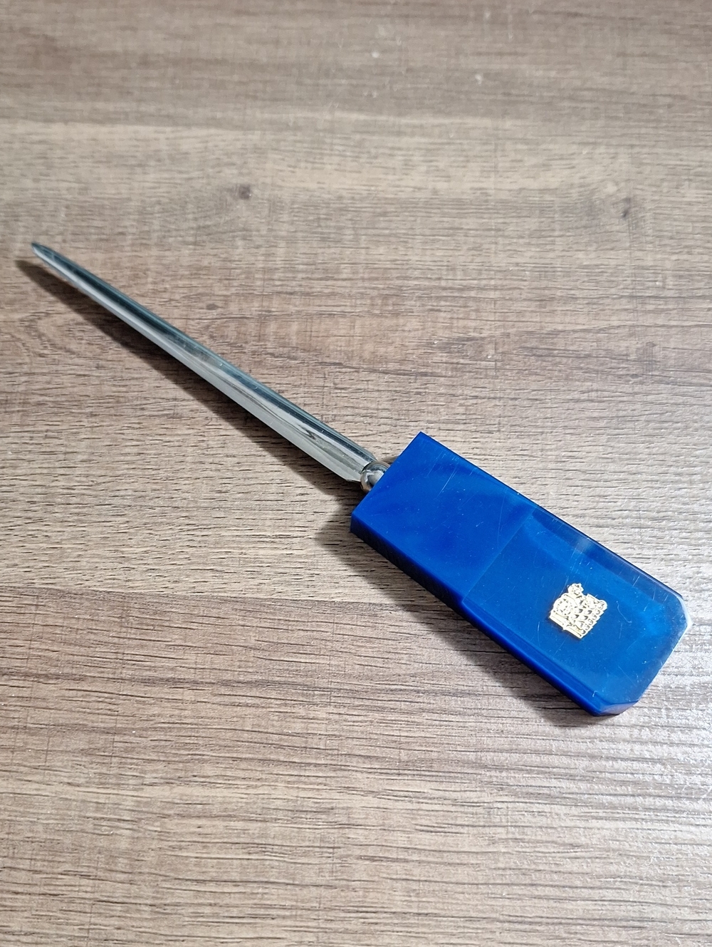 #AFB Blue Handled Stainless Steel Letter Opener.